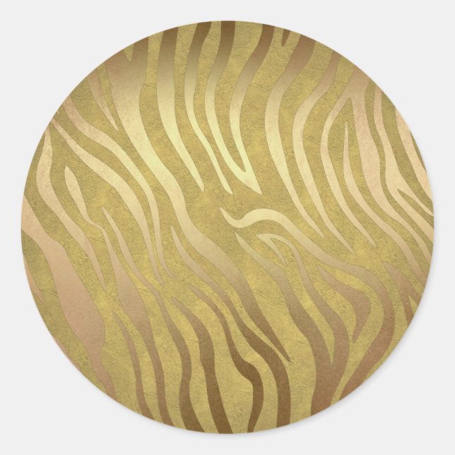Pegatina Redonda Cebra dorada zebra zebra jungla Safari Glam (Anverso)