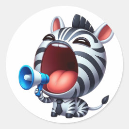 Pegatina Redonda Cebra MegaPhone Cute