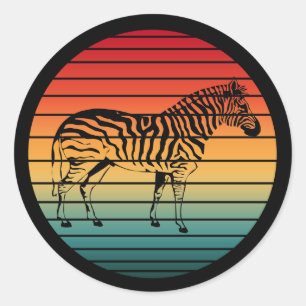 Pegatina Redonda cebra vintage