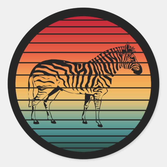Pegatina Redonda cebra vintage (Anverso)