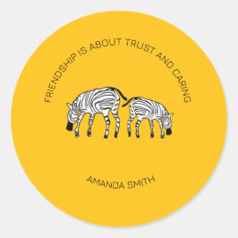 Pegatina Redonda Cebras kenianas inspiradoras, amables y felices