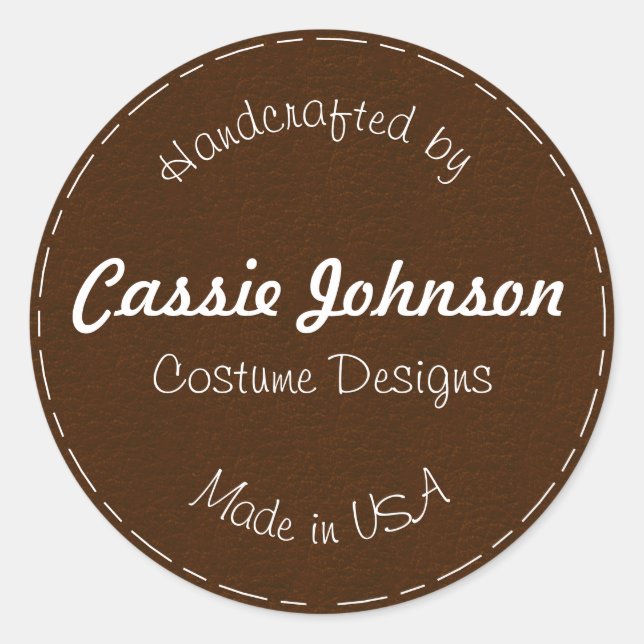 Pegatina Redonda Cejas oscuras modernas cosidas cuero falso hecho a (Anverso)