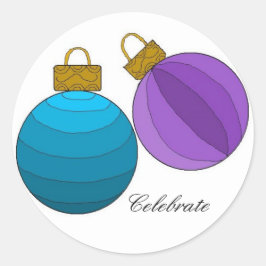 Pegatina Redonda Celebra con decoraciones navideñas