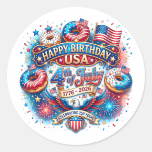 Pegatina Redonda Celebra el cumpleaños número 250 de Estados Unidos