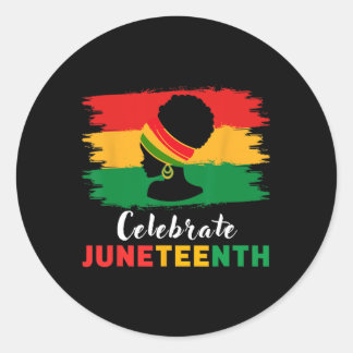 Pegatina Redonda Celebra el Juneteenth Mujeres Negras Moño Desorden