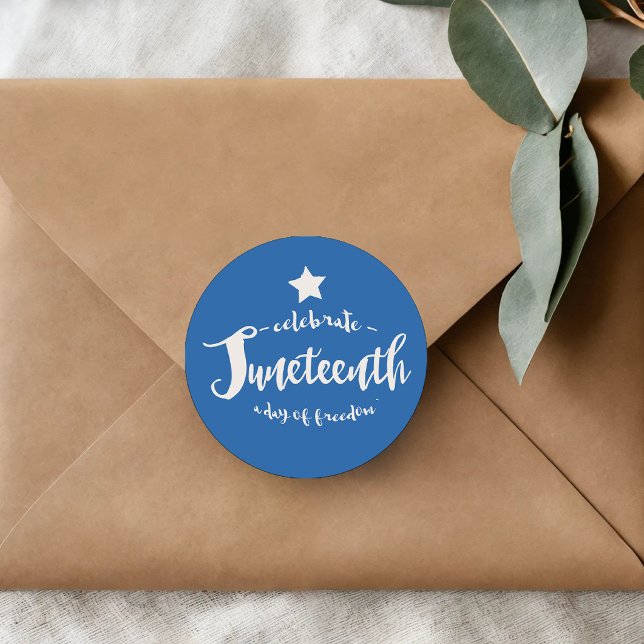 Pegatina Redonda Celebra Juneteenth Azul (Subido por el creador)