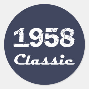 Pegatina Redonda Celebración clásica del 60 cumpleaños de 1958