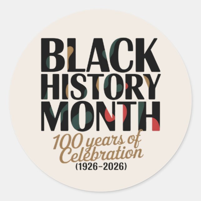 Pegatina Redonda celebración de 100 años mes de la historia negra 2 (Anverso)