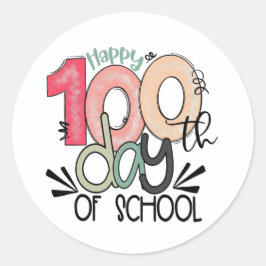 Pegatina Redonda celebración de 100 días de escuela