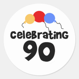 Pegatina Redonda Celebración de 90