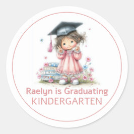 Pegatina Redonda Celebración de graduación de jardín de infancia ca