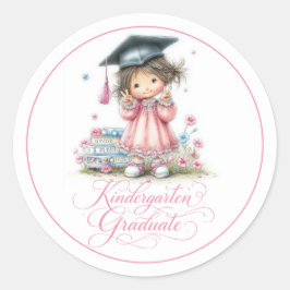 Pegatina Redonda Celebración de Graduación de Jardín de Infantes Ca