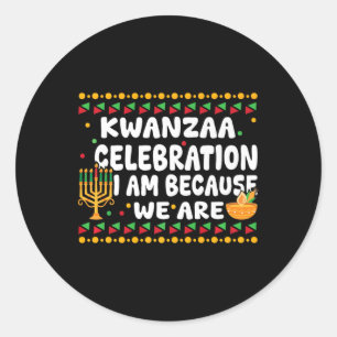 Pegatina Redonda Celebración de Kwanzaa Soy porque estamos felices