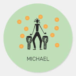 Pegatina Redonda Celebración de la silueta de arte africano