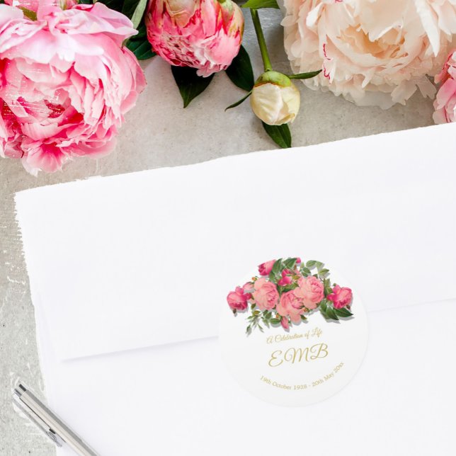 Pegatina Redonda Celebración de la vida de los Rosas conmemorativos (Subido por el creador)
