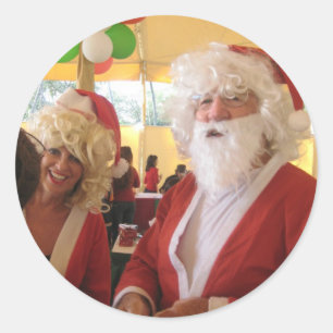 Pegatina Redonda Celebración de los Navidades de Santa y Claus - Fe