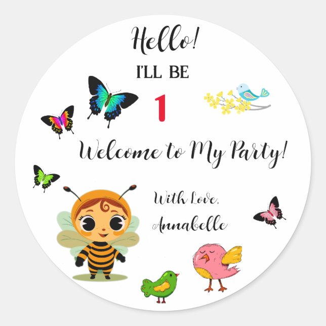 Pegatina Redonda Celebración de los niños Fiestas en el jardín (Anverso)