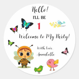 Pegatina Redonda Celebración de los niños Fiestas en el jardín