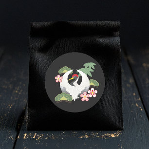 Pegatina Redonda Celebración de Símbolos Afortunados Japoneses