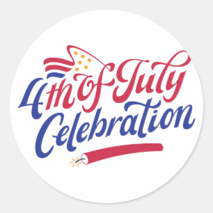 Pegatina Redonda Celebración del 4 de julio