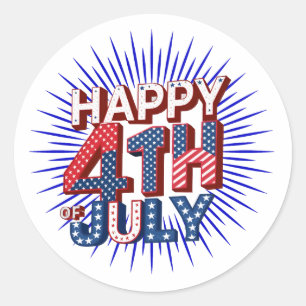 Pegatina Redonda Celebración del 4 de julio con diseños Patrióticos