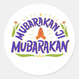 Pegatina Redonda Celebración del boda Mubarakan Desi juguetona