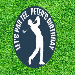 Pegatina Redonda Celebración del cumpleaños del golf