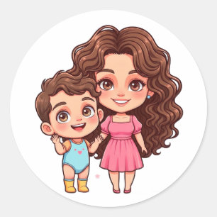 Pegatina Redonda Celebración del Día de la Madre