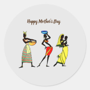 Pegatina Redonda Celebración del Día de la Madre en África