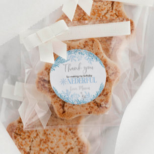 Pegatina Redonda Celebración del Día del Aniversario de Invierno de