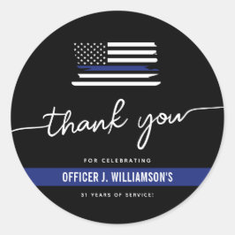 Pegatina Redonda Celebración del retiro de la policía personalizado
