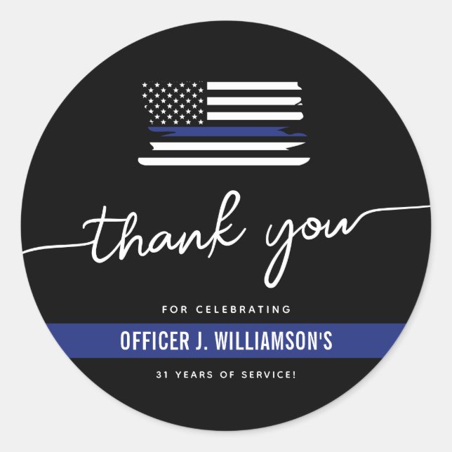 Pegatina Redonda Celebración del retiro de la policía personalizado (Anverso)