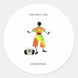 Pegatina Redonda Celebración motivacional, artística africana marav