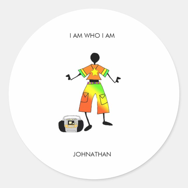 Pegatina Redonda Celebración motivacional, artística africana marav (Anverso)