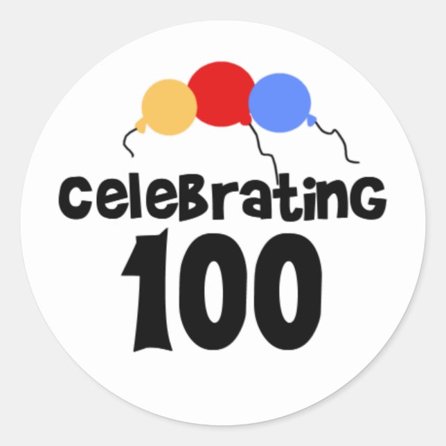 Pegatina Redonda Celebrando 100 (Anverso)