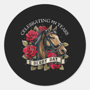 Pegatina Redonda Celebrando 151 años Ky Derby Day Hombres Mujeres V