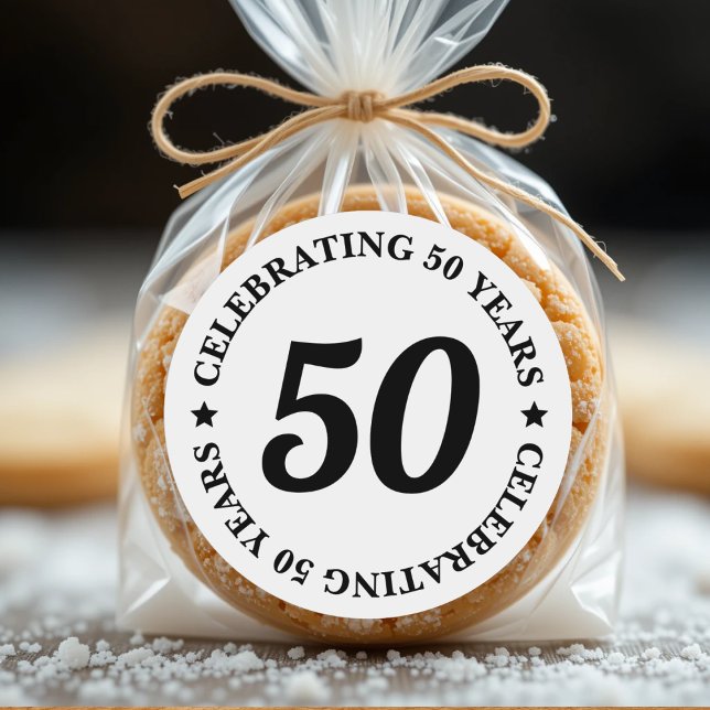 Pegatina Redonda Celebrando 50 años 550 cumpleaños (Celebrating 50 Years Fifty 50th Birthday Classic Round Sticker
)
