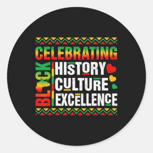 Pegatina Redonda Celebrando el Mes de la Historia Negra Afro Hombre