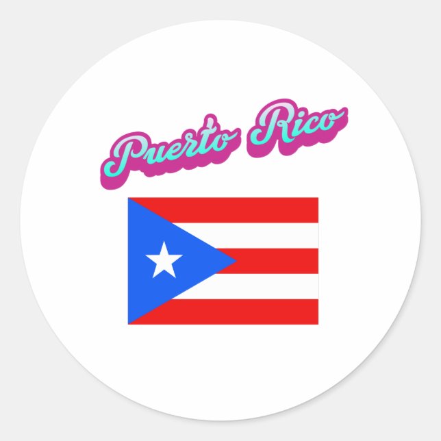 Pegatina Redonda Celebrando Puerto Rico (Anverso)