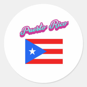 Pegatina Redonda Celebrando Puerto Rico