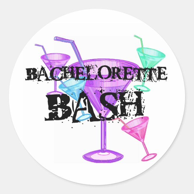 Pegatina Redonda Celebrar a Bachelorette Bash (Anverso)