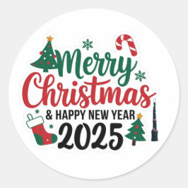 Pegatina Redonda Celebrar con cada palo: Pegatinas del año nuevo 20