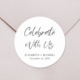 Pegatina Redonda Celebrar Con El Boda Estadounidense