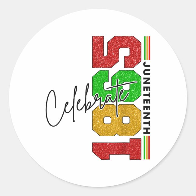 Pegatina Redonda Celebrar el 10 de junio, historia negra, afroameri (Anverso)