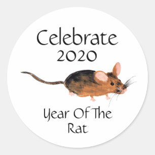 Pegatina Redonda Celebrar el Año Nuevo Chino 2020 Año de la Rata