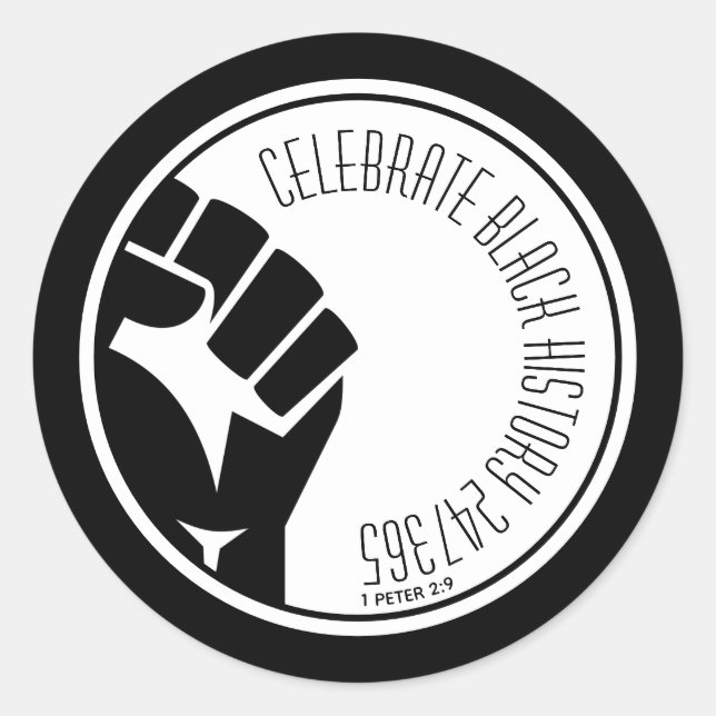 Pegatina Redonda CELEBRAR HISTORIA NEGRA 247365 BHM Personalizado (Anverso)