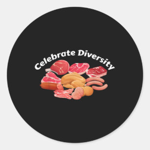 Pegatina Redonda Celebrar la diversidad Bbq Grill Clothing Apparel 