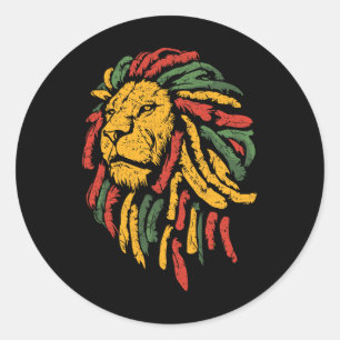 Pegatina Redonda Celebrar la libertad de los Leones Africanos de Ju