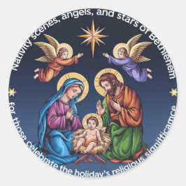 Pegatina Redonda Celebrar las vacaciones de la alegría de los Navid