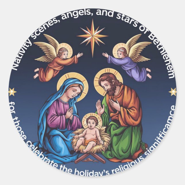 Pegatina Redonda Celebrar las vacaciones de la alegría de los Navid (Anverso)